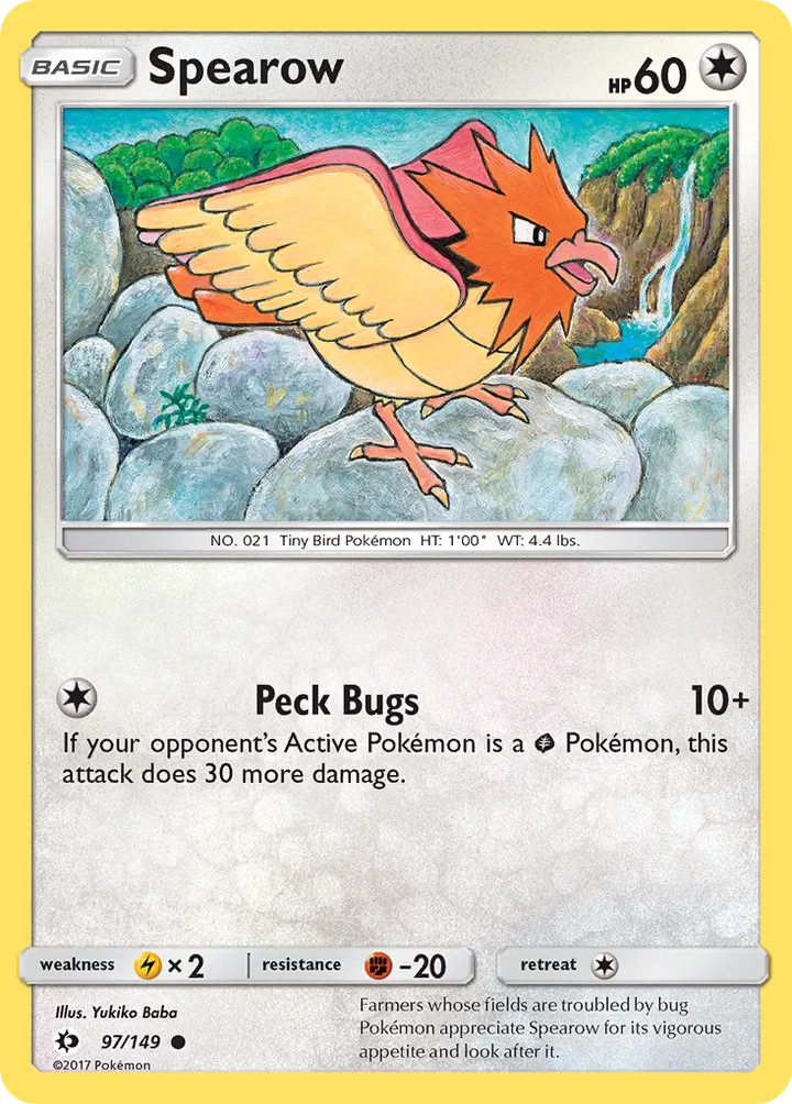 Sun & Moon 영어판 Spearow 97 카드 앞면