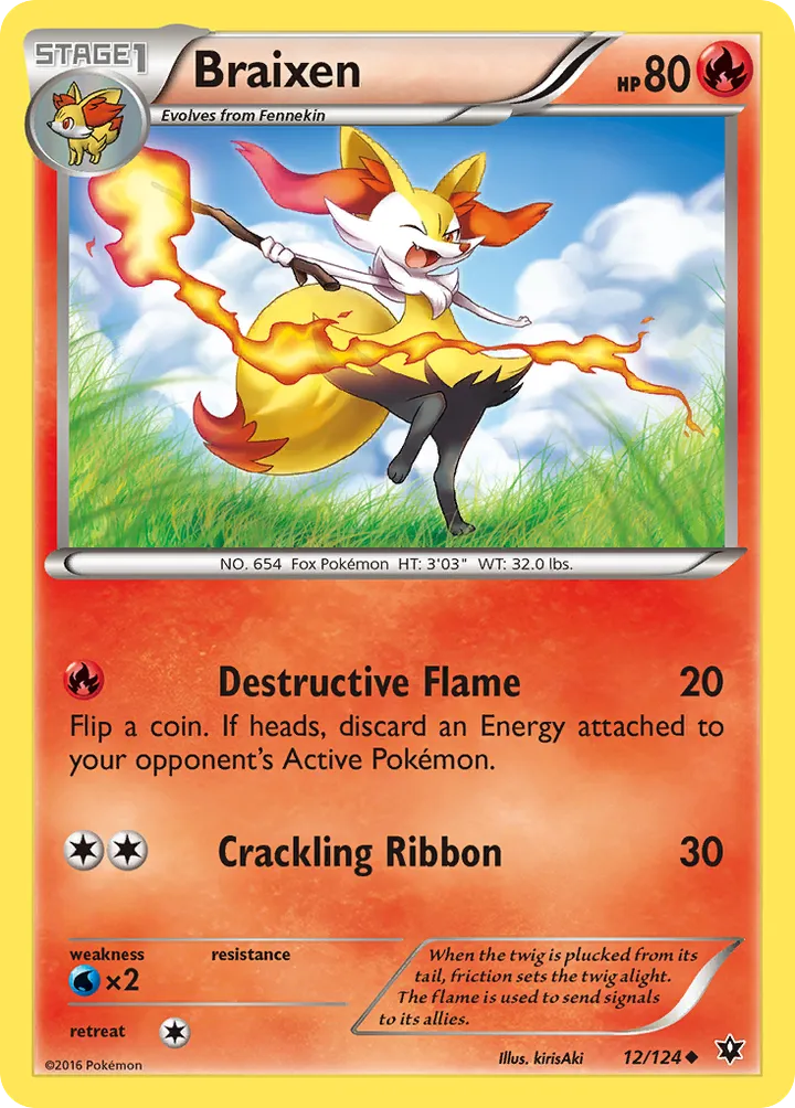 XY—Fates Collide 영어판 Braixen 12 카드 앞면