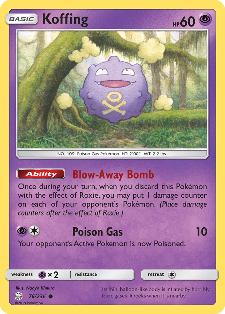 Sun & Moon—Cosmic Eclipse 영어판 Koffing 76 카드 앞면