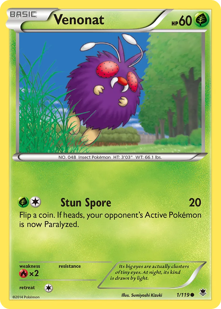 XY—Phantom Forces 영어판 Venonat 1 카드 앞면
