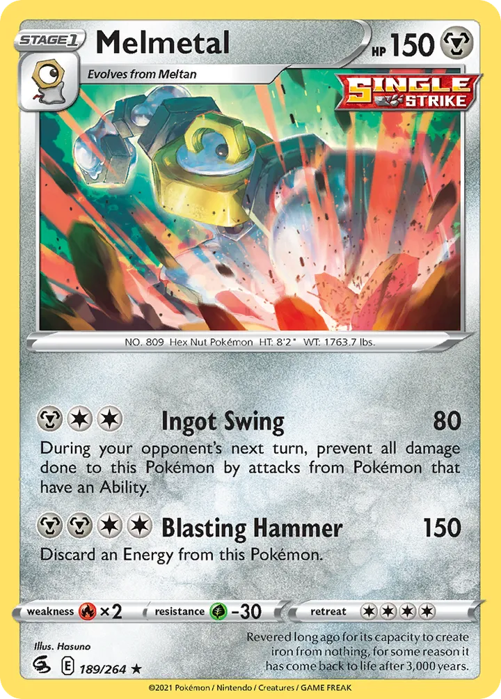 Front of Melmetal 189, Sword & Shield—Fusion Strike English