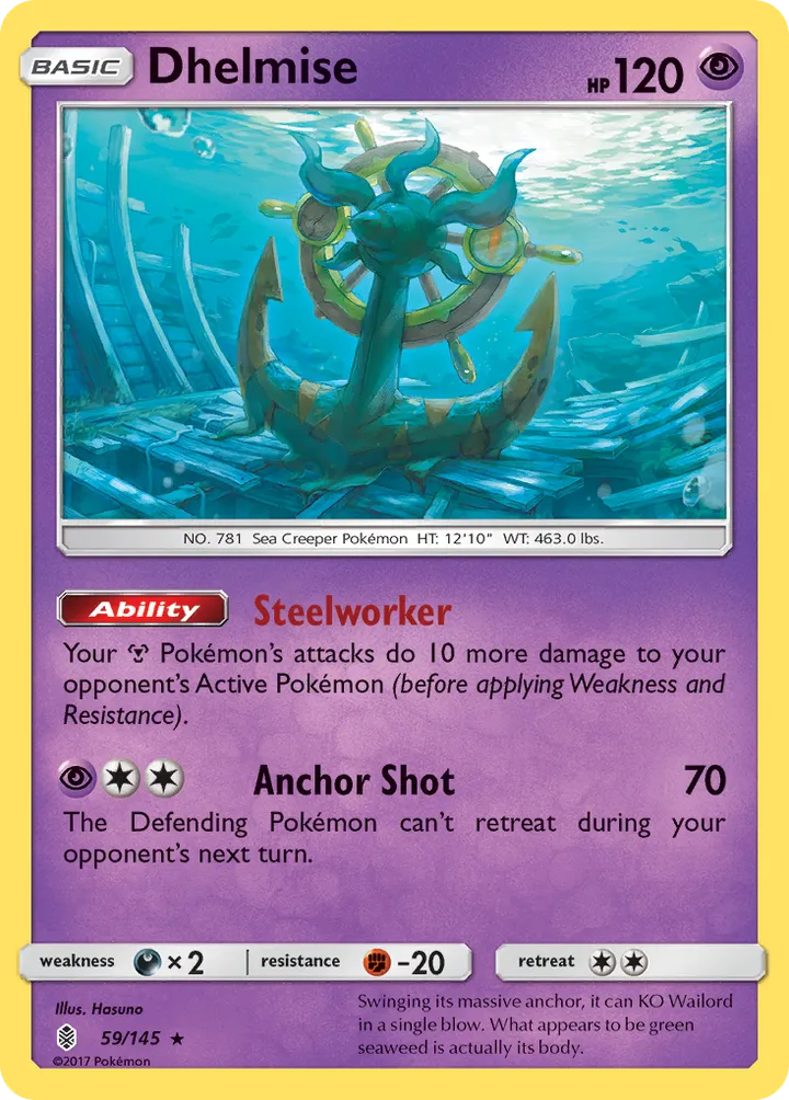 Sun & Moon—Guardians Rising 영어판 Dhelmise 59 카드 앞면