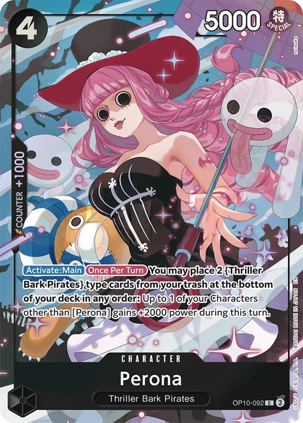 Royal Blood 英語版 Perona OP10-092 · パラレル 3 カード表面