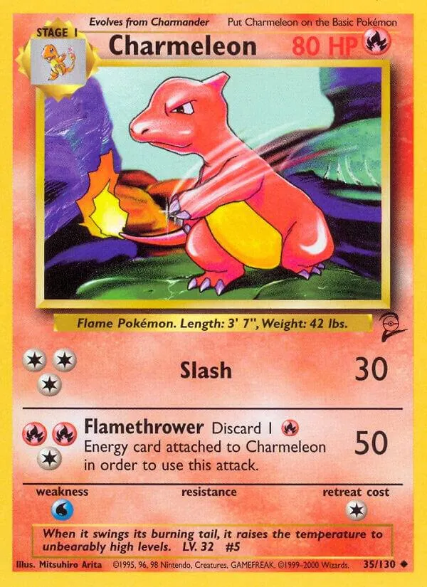 Front of Charmeleon 35, Base Set 2 English