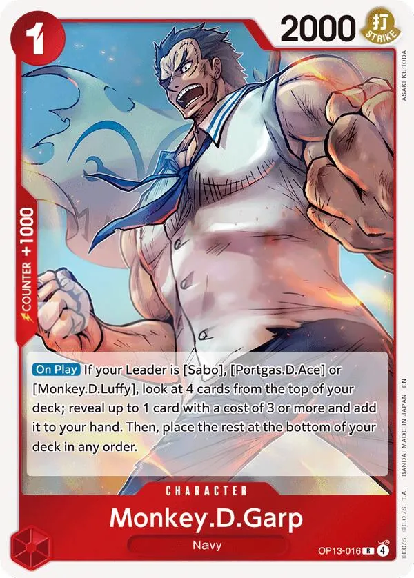 Carrying on His Will 영어판 Monkey.D.Garp OP13-016 카드 앞면