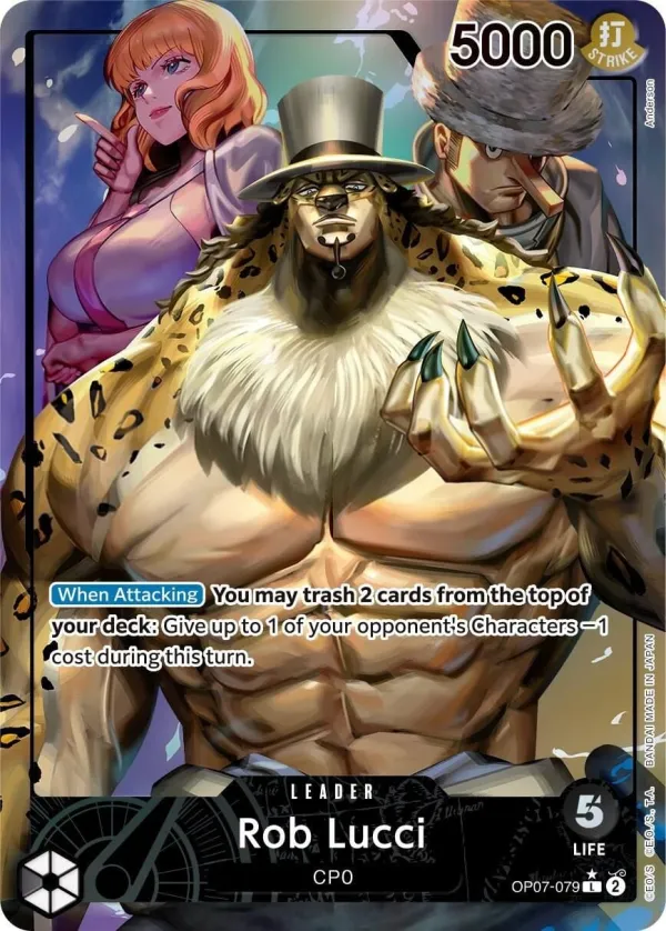 500 Years in the Future 英語版 Rob Lucci OP07-079 · パラレル カード表面