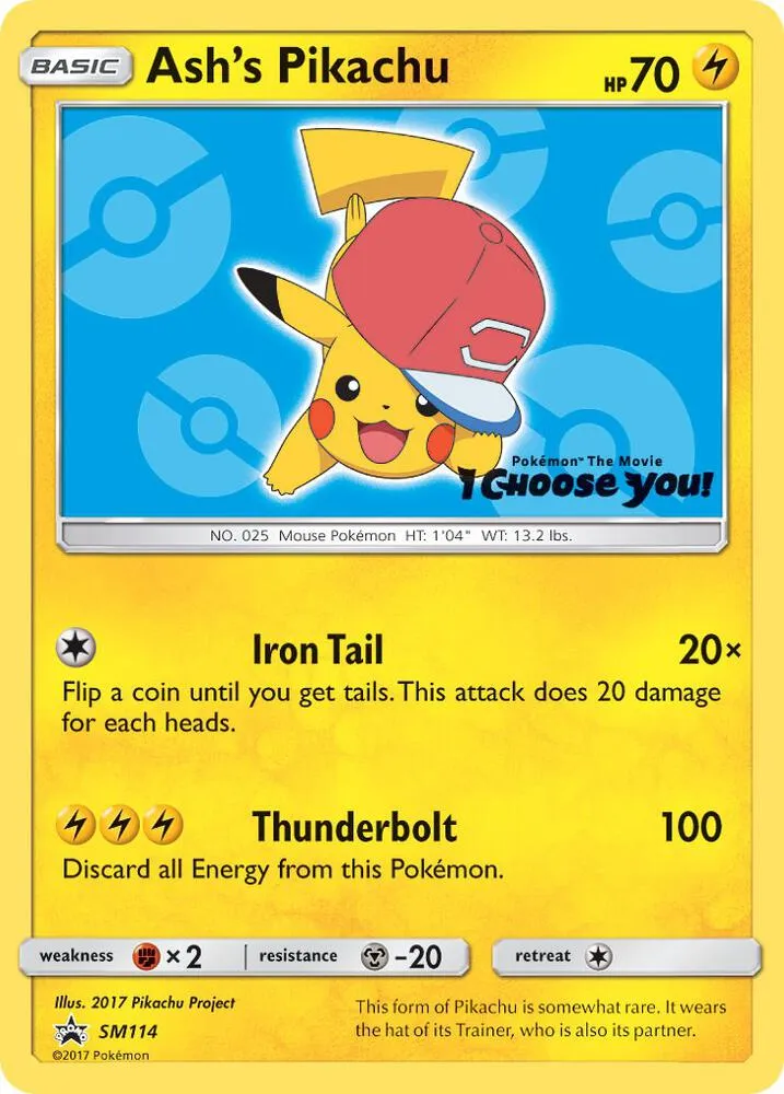 SM Black Star Promos 영어판 Ash's Pikachu SM114 카드 앞면