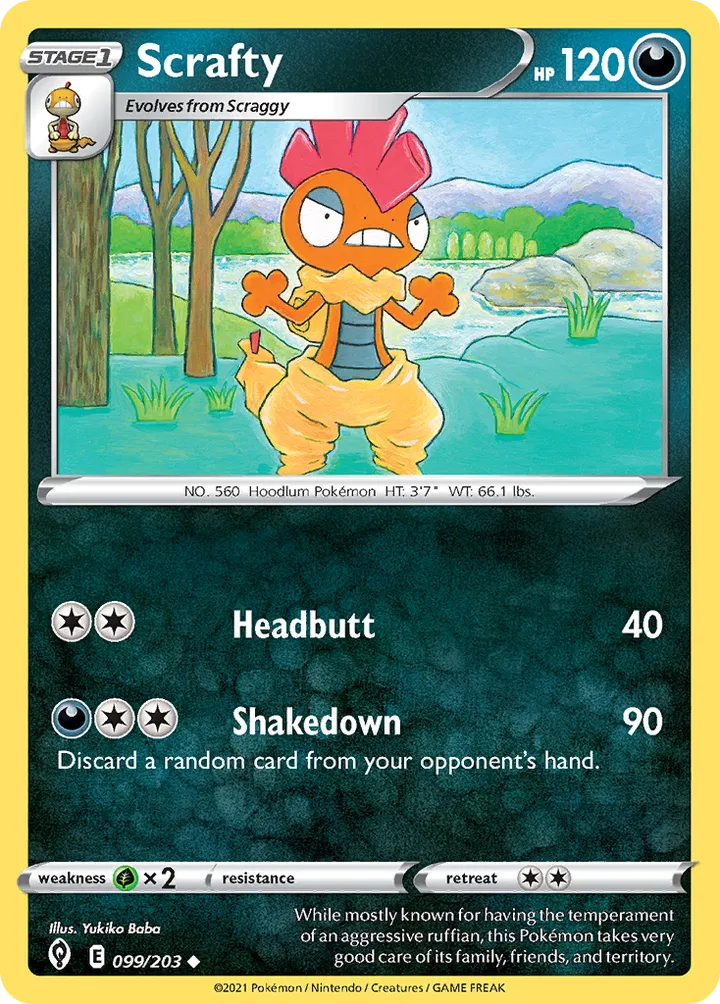 Sword & Shield—Evolving Skies 英語版 Scrafty 99 カード表面