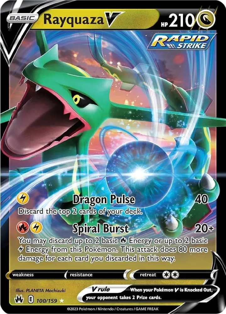 Crown Zenith 영어판 Rayquaza V 100 카드 앞면
