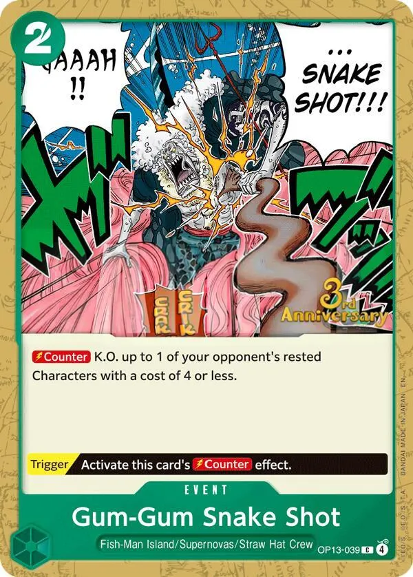 Carrying on His Will 英語版 Gum-Gum Snake Shot OP13-039 · 記念大会 カード表面