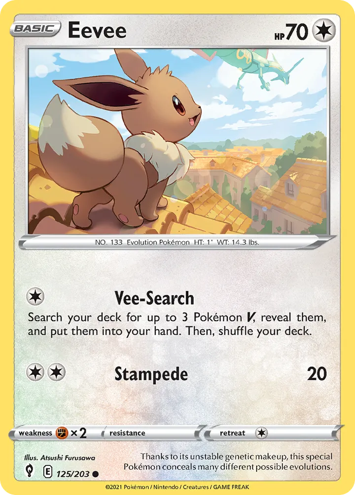 Sword & Shield—Evolving Skies 영어판 Eevee 125 카드 앞면