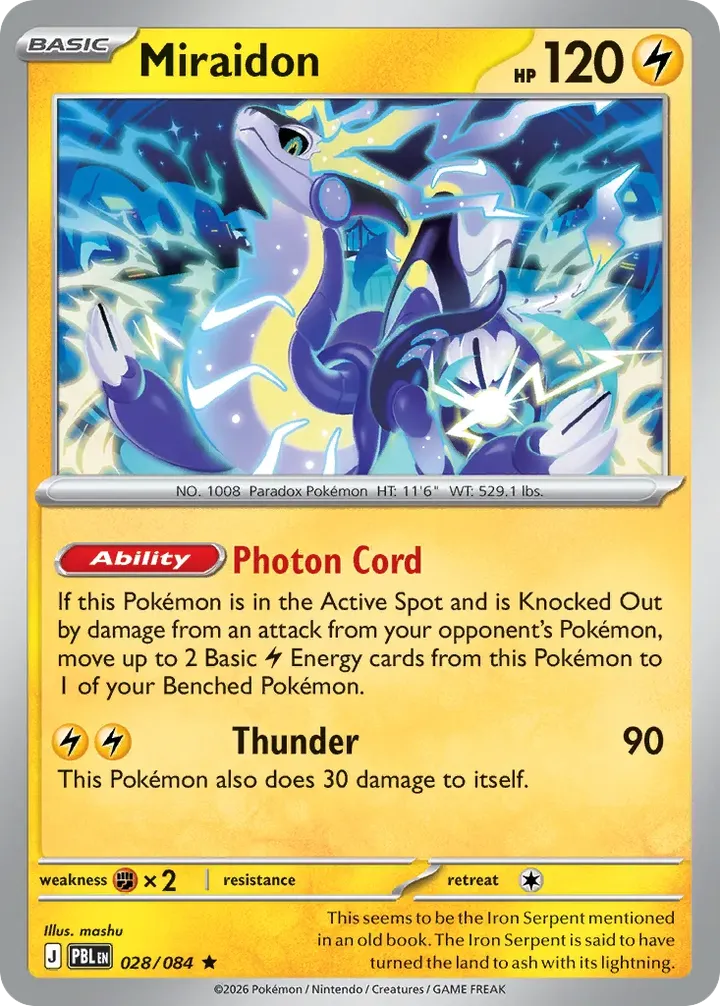 Mega Evolution—Pitch Black 영어판 Miraidon 28 카드 앞면