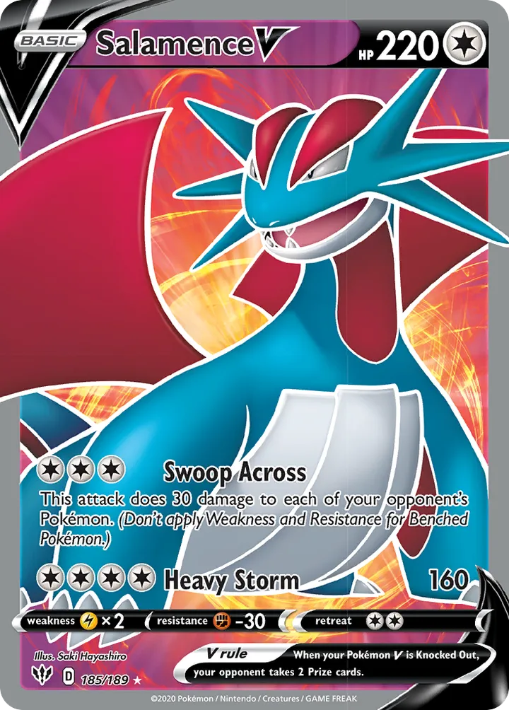 Sword & Shield—Darkness Ablaze 英語版 Salamence V 185 カード表面