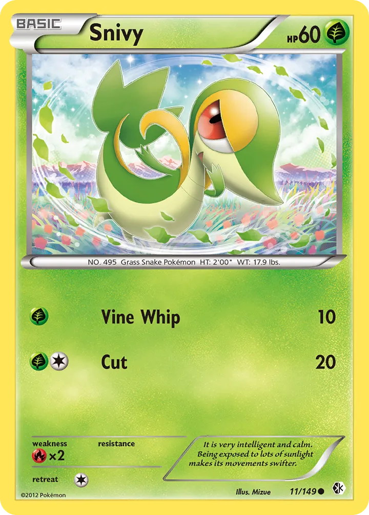 Black & White—Boundaries Crossed 英語版 Snivy 11 カード表面