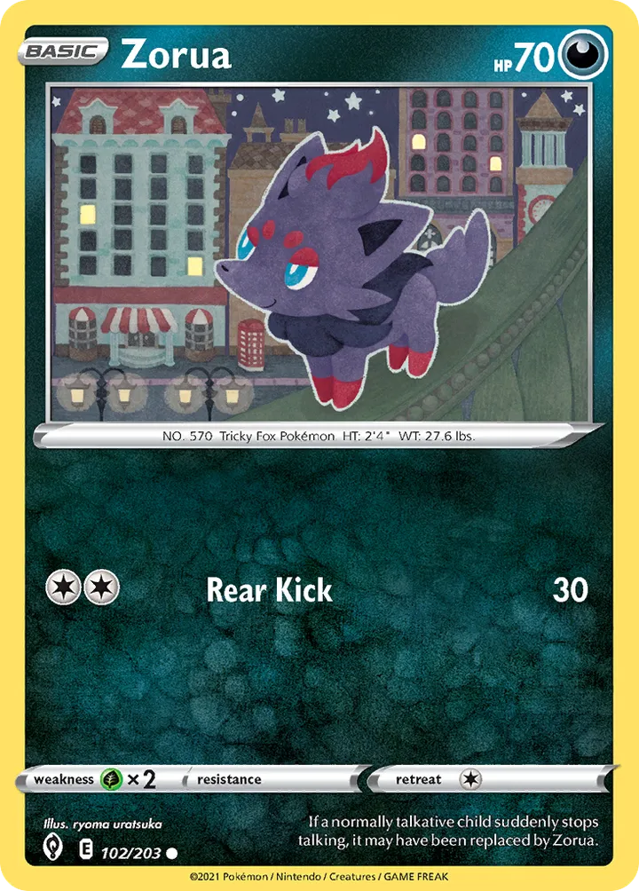 Sword & Shield—Evolving Skies 英語版 Zorua 102 カード表面