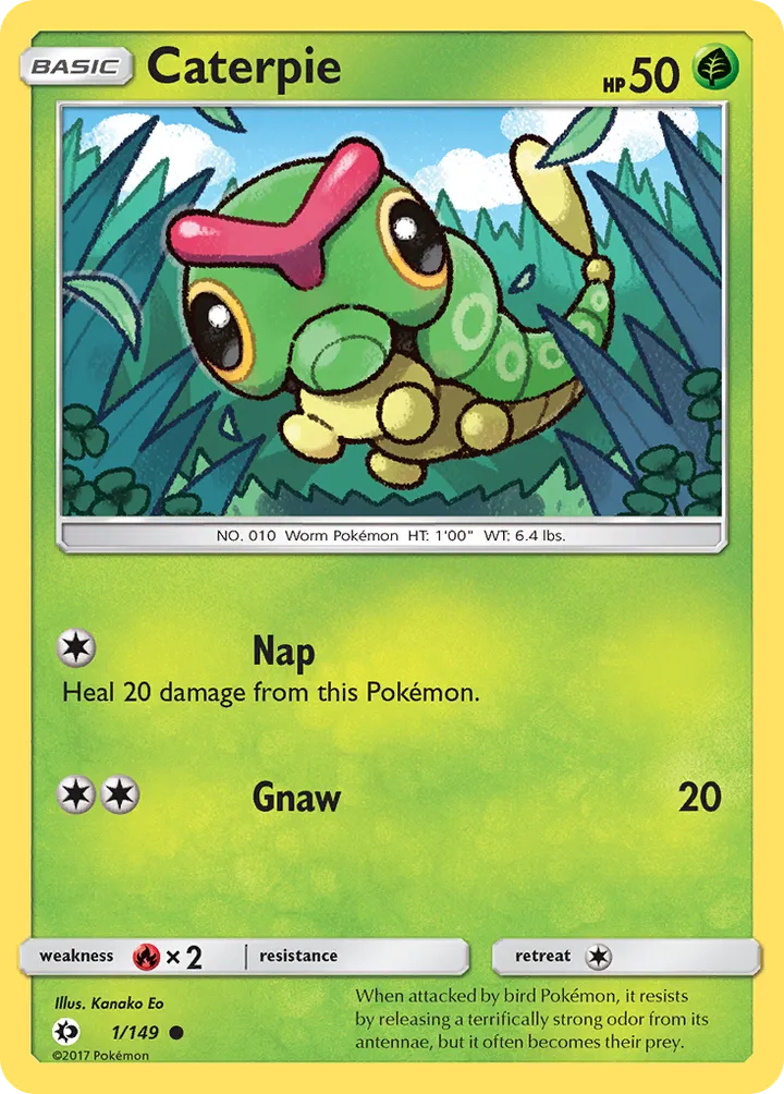Sun & Moon 英語版 Caterpie 1 カード表面