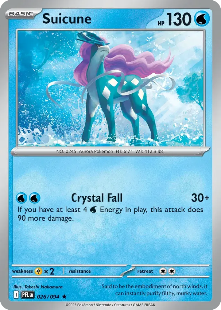 Front of Suicune 26, Mega Evolution—Phantasmal Flames English