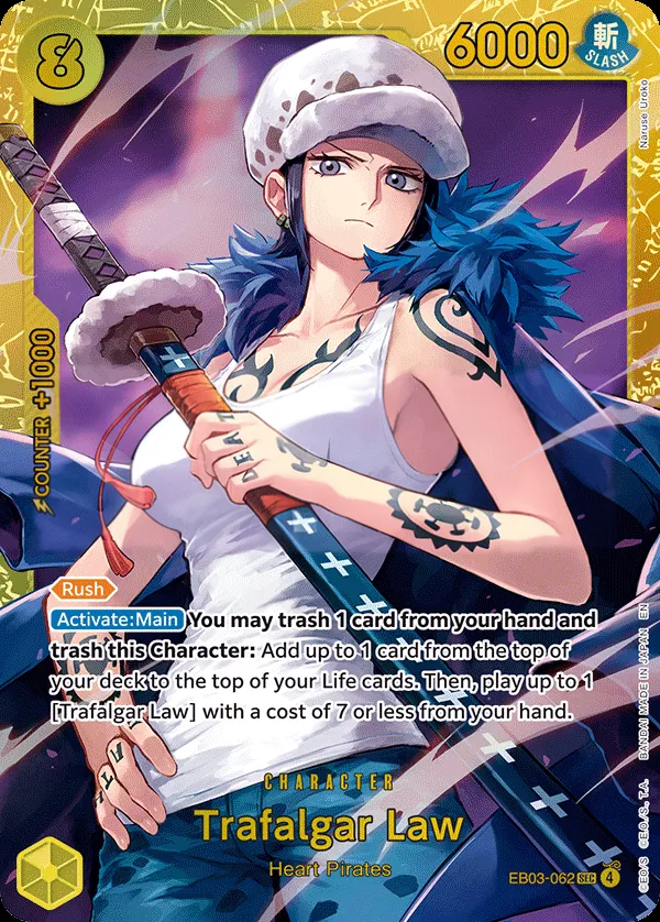 One Piece Heroines Edition 영어판 Trafalgar Law EB03-062 카드 앞면