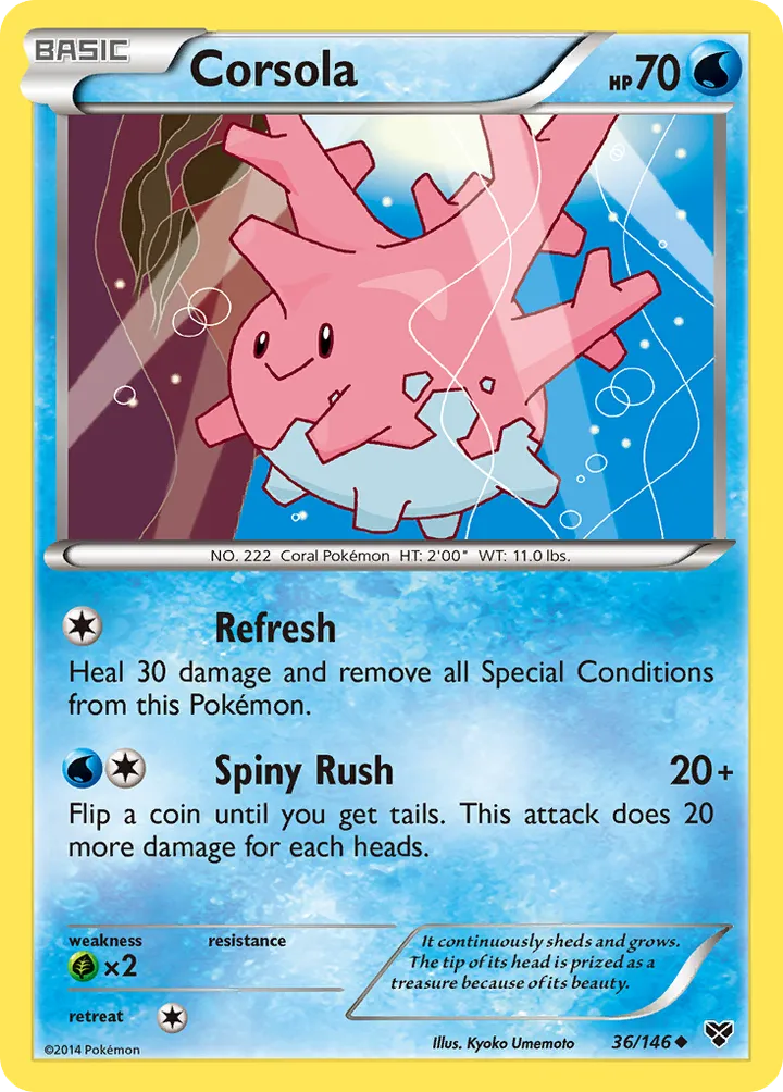 XY 영어판 Corsola 36 카드 앞면
