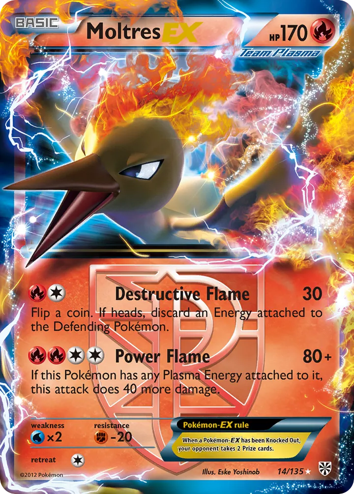 Black & White—Plasma Storm 영어판 Moltres-EX 14 카드 앞면