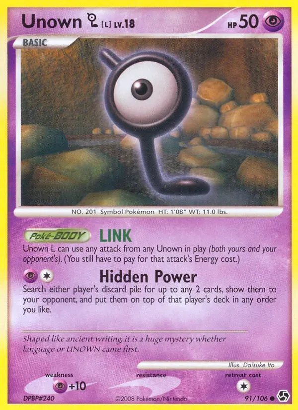 Diamond & Pearl—Great Encounters 영어판 Unown [L] 91 카드 앞면