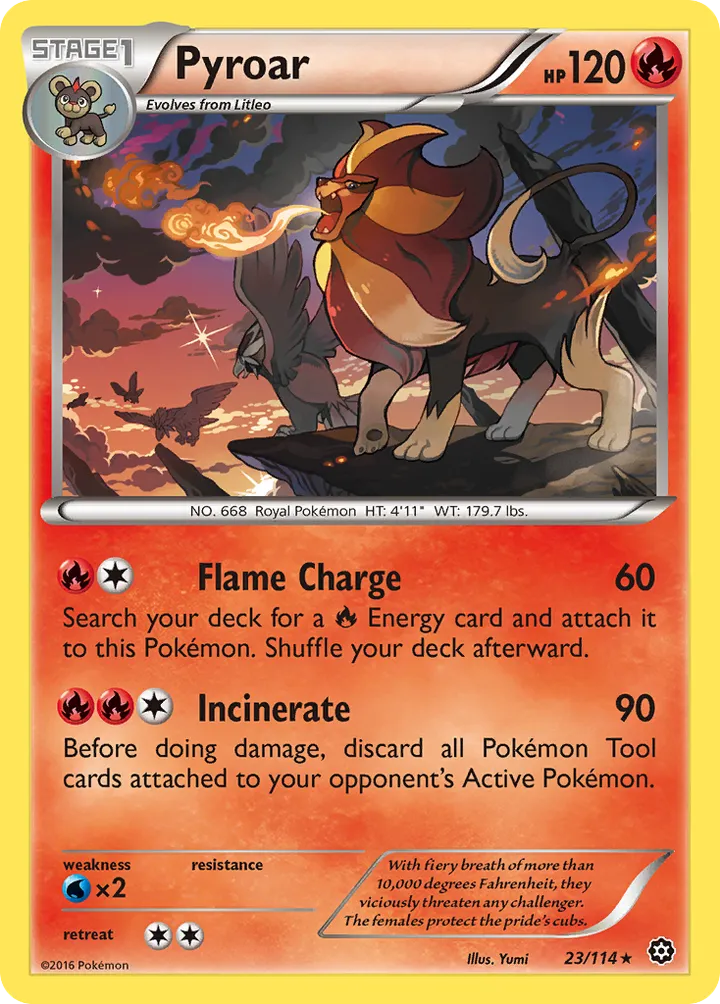 XY—Steam Siege 英語版 Pyroar 23 カード表面