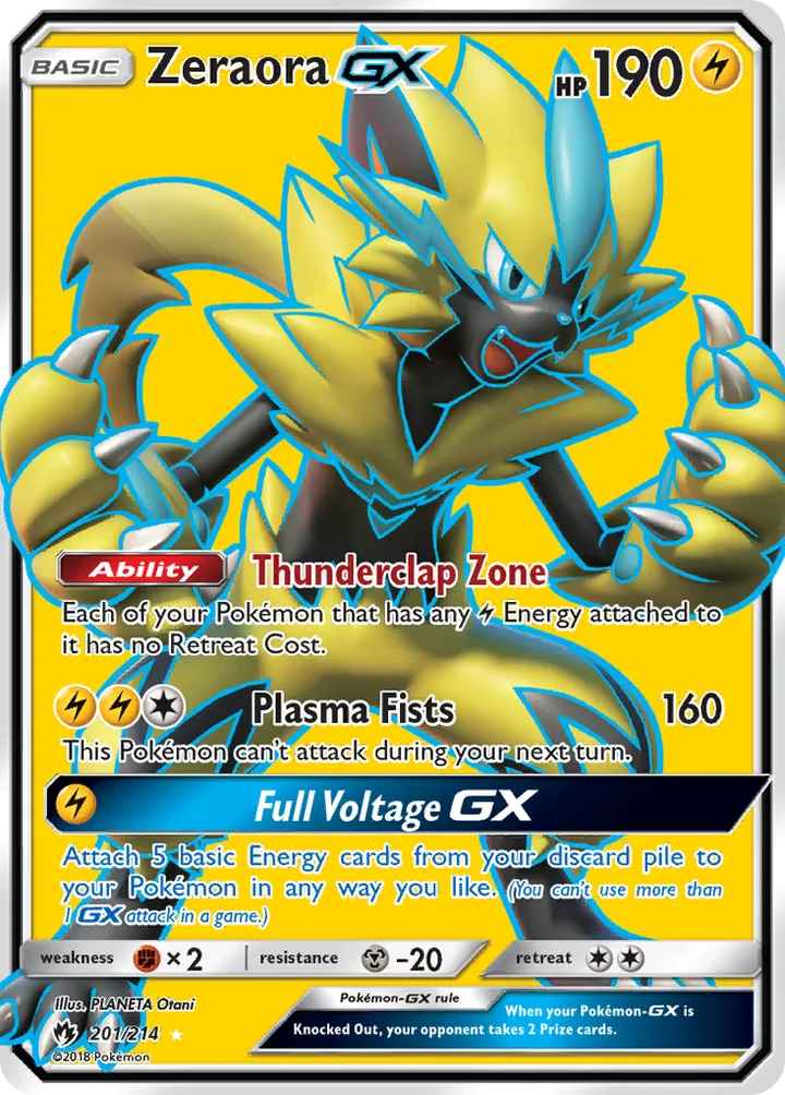 Sun & Moon—Lost Thunder 英語版 Zeraora-GX 201 カード表面
