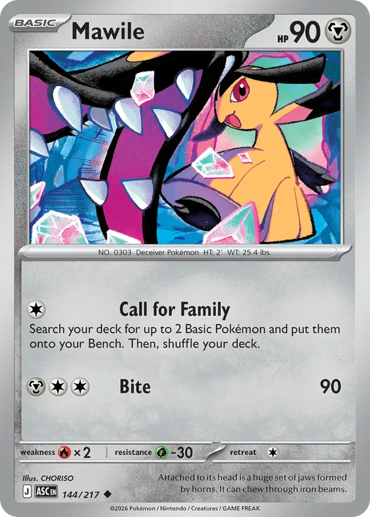 Mega Evolution—Ascended Heroes 英語版 Mawile 144 カード表面