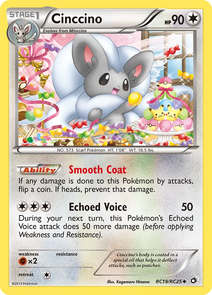 Black & White—Legendary Treasures 영어판 Cinccino RC19 카드 앞면