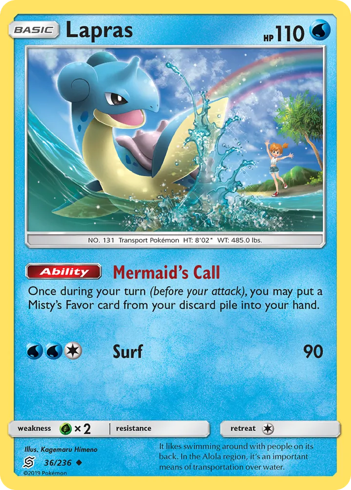 Sun & Moon—Unified Minds 영어판 Lapras 36 카드 앞면