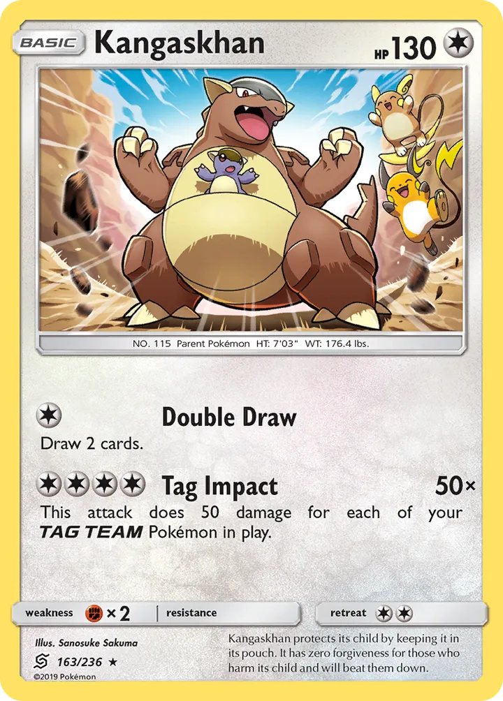 Sun & Moon—Unified Minds 영어판 Kangaskhan 163 카드 앞면