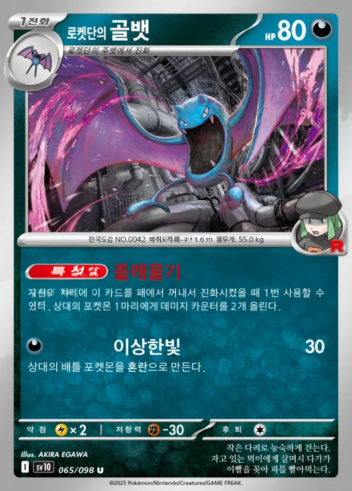 로켓단의 영광 韓国語版 로켓단의 골뱃 65 カード表面