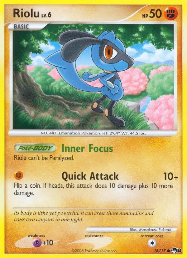 POP Series 8 영어판 Riolu 16 카드 앞면