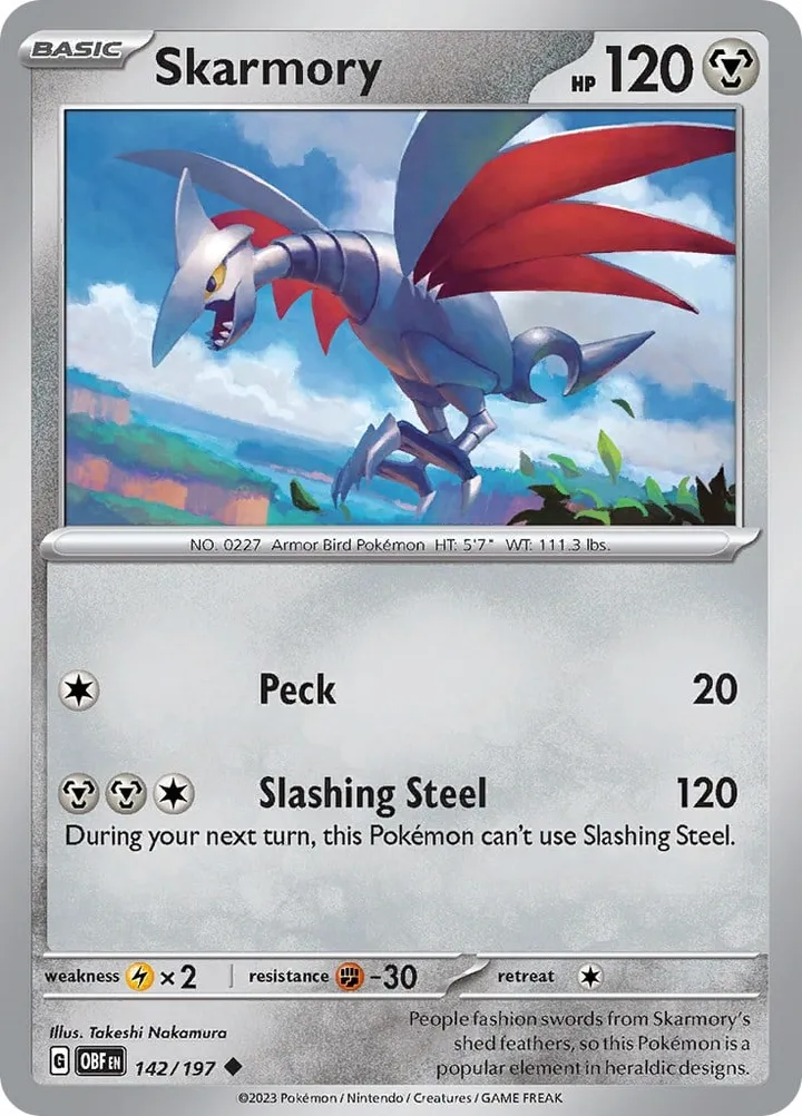 Scarlet & Violet—Obsidian Flames 영어판 Skarmory 142 카드 앞면