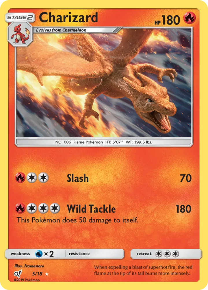 Detective Pikachu 영어판 Charizard 5 카드 앞면