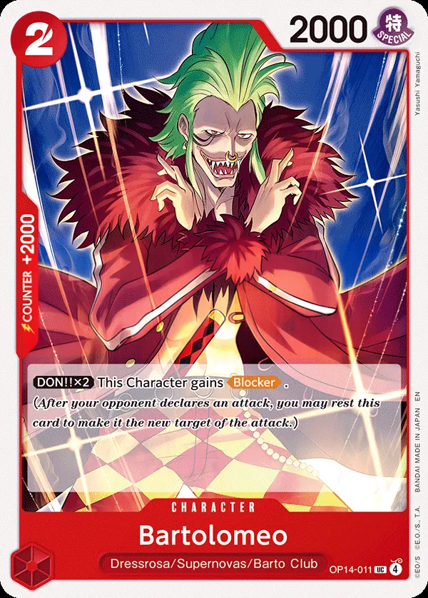 The Azure Sea's Seven 영어판 Bartolomeo OP14-011 카드 앞면