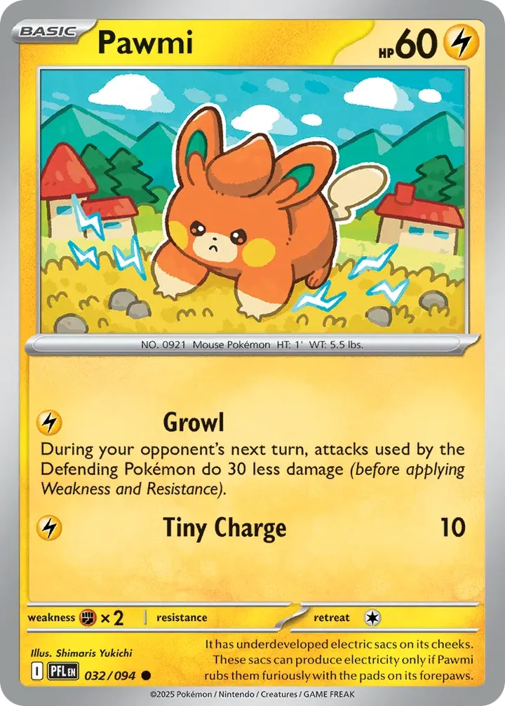 Mega Evolution—Phantasmal Flames 영어판 Pawmi 32 카드 앞면