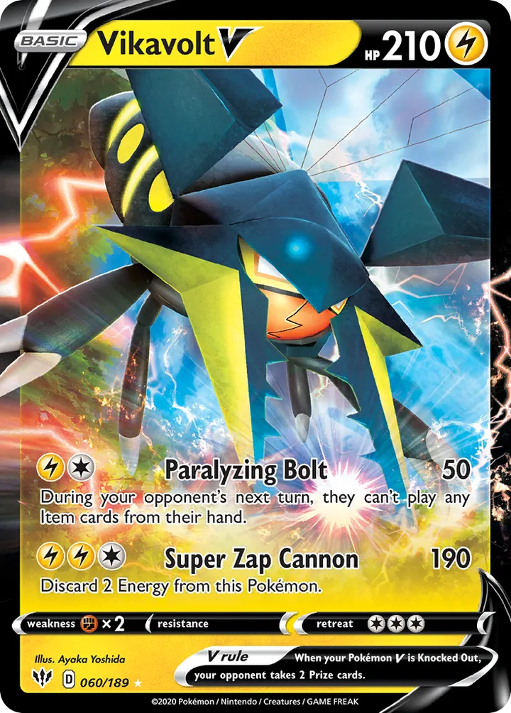 Sword & Shield—Darkness Ablaze 영어판 Vikavolt V 60 카드 앞면