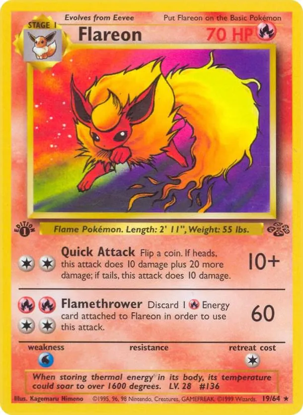 Jungle 영어판 Flareon 19 카드 앞면