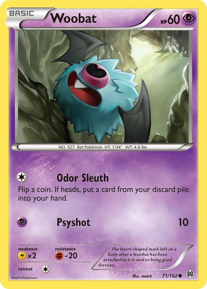 XY—BREAKthrough 英語版 Woobat 71 カード表面