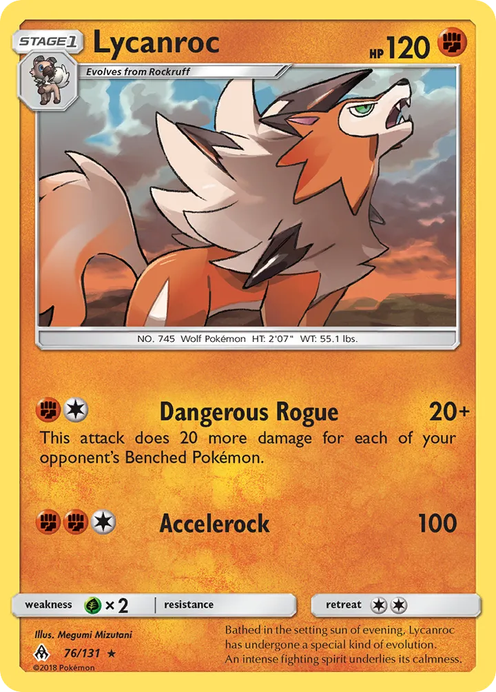 Sun & Moon—Forbidden Light 영어판 Lycanroc 76 카드 앞면