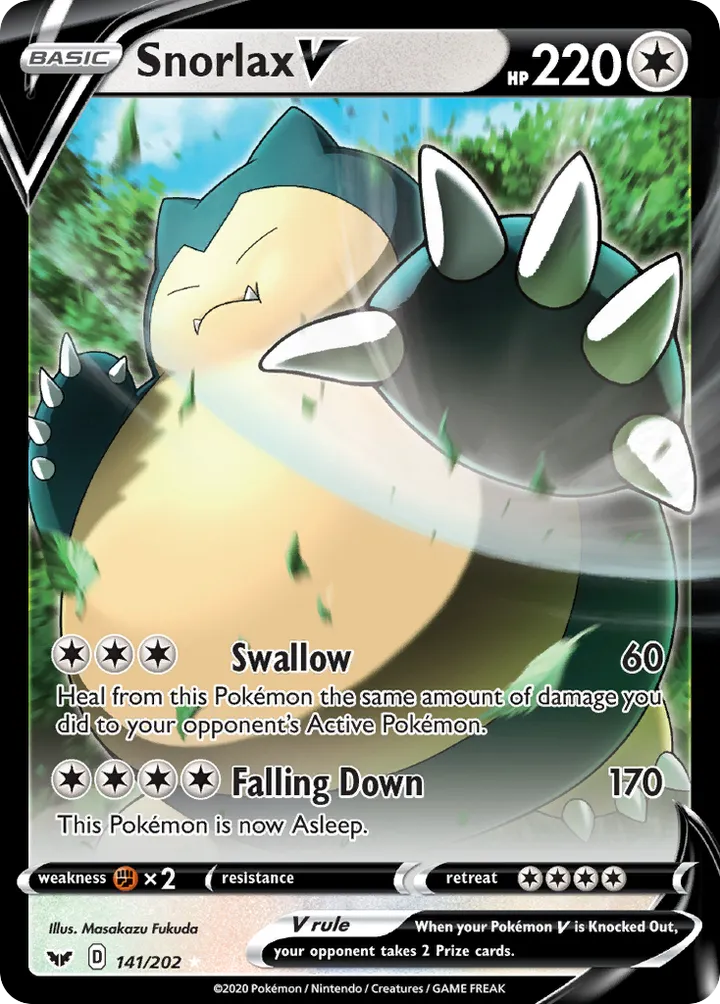 Sword & Shield 영어판 Snorlax V 141 카드 앞면