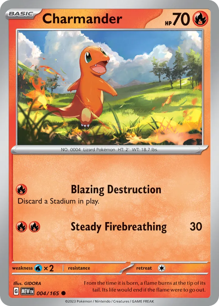 Scarlet & Violet—151 영어판 Charmander 4 카드 앞면