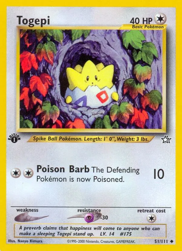 Neo Genesis 영어판 Togepi 51 카드 앞면