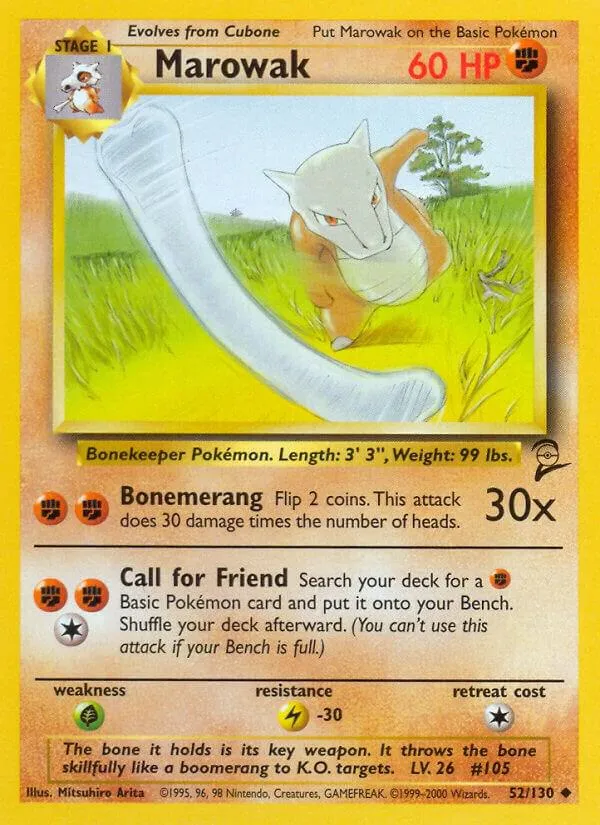 Base Set 2 영어판 Marowak 52 카드 앞면