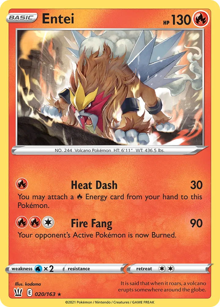 Sword & Shield—Battle Styles 영어판 Entei 20 카드 앞면