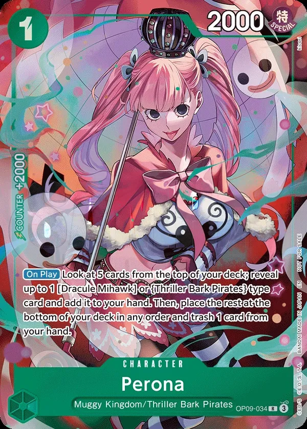 Emperors in the New World 영어판 Perona OP09-034 · 패럴렐 2 카드 앞면