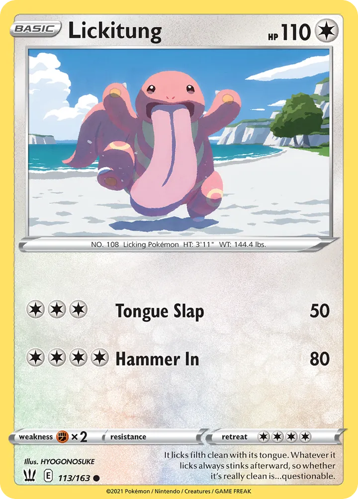 Sword & Shield—Battle Styles 영어판 Lickitung 113 카드 앞면