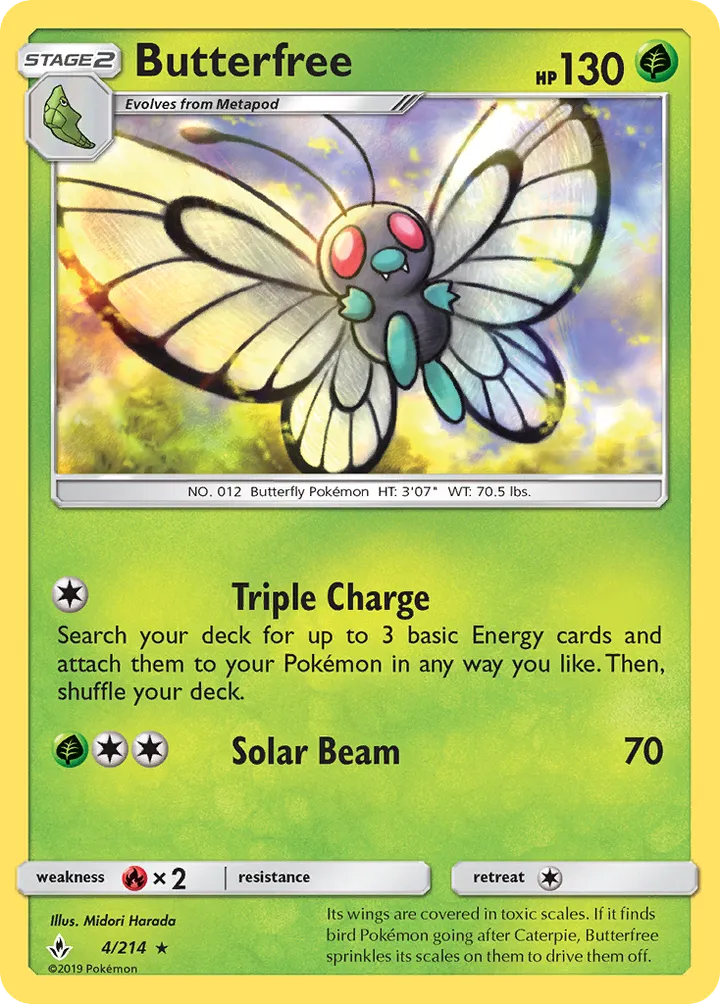 Sun & Moon—Unbroken Bonds 英語版 Butterfree 4 カード表面
