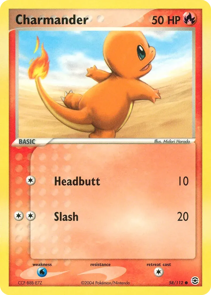 EX FireRed & LeafGreen 영어판 Charmander 58 카드 앞면